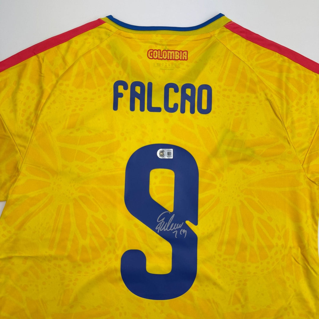 Autographed/Signed Radamel Falcao Columbia Yellow Soccer Jersey BAS COA