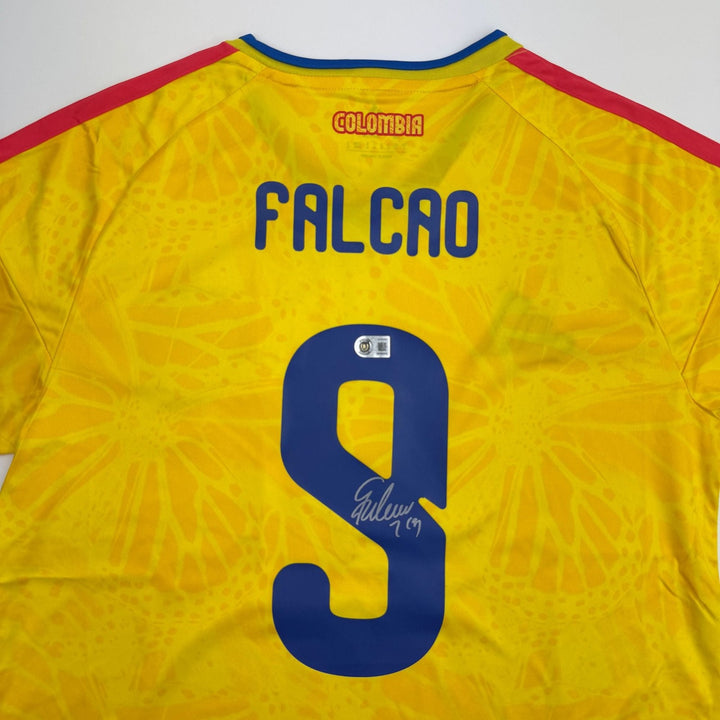 Autographed/Signed Radamel Falcao Columbia Yellow Soccer Jersey BAS COA