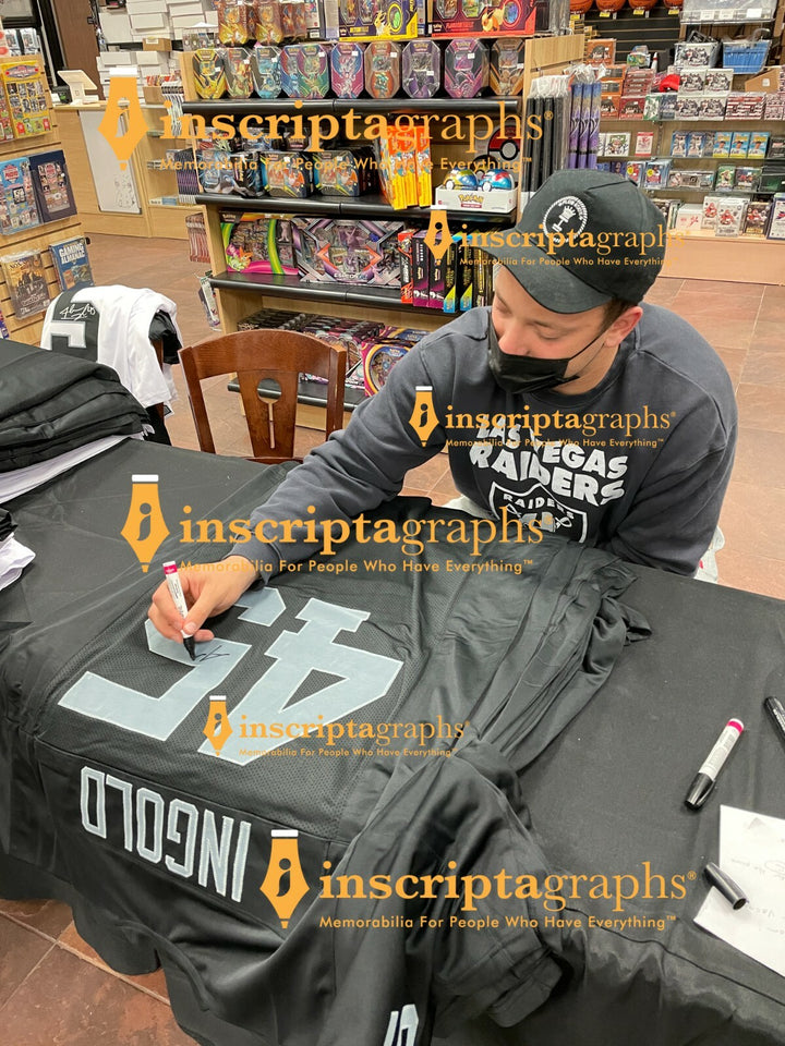 Alec Ingold Signed Las Vegas Raiders Logo Football COA Inscriptagraphs Autograph