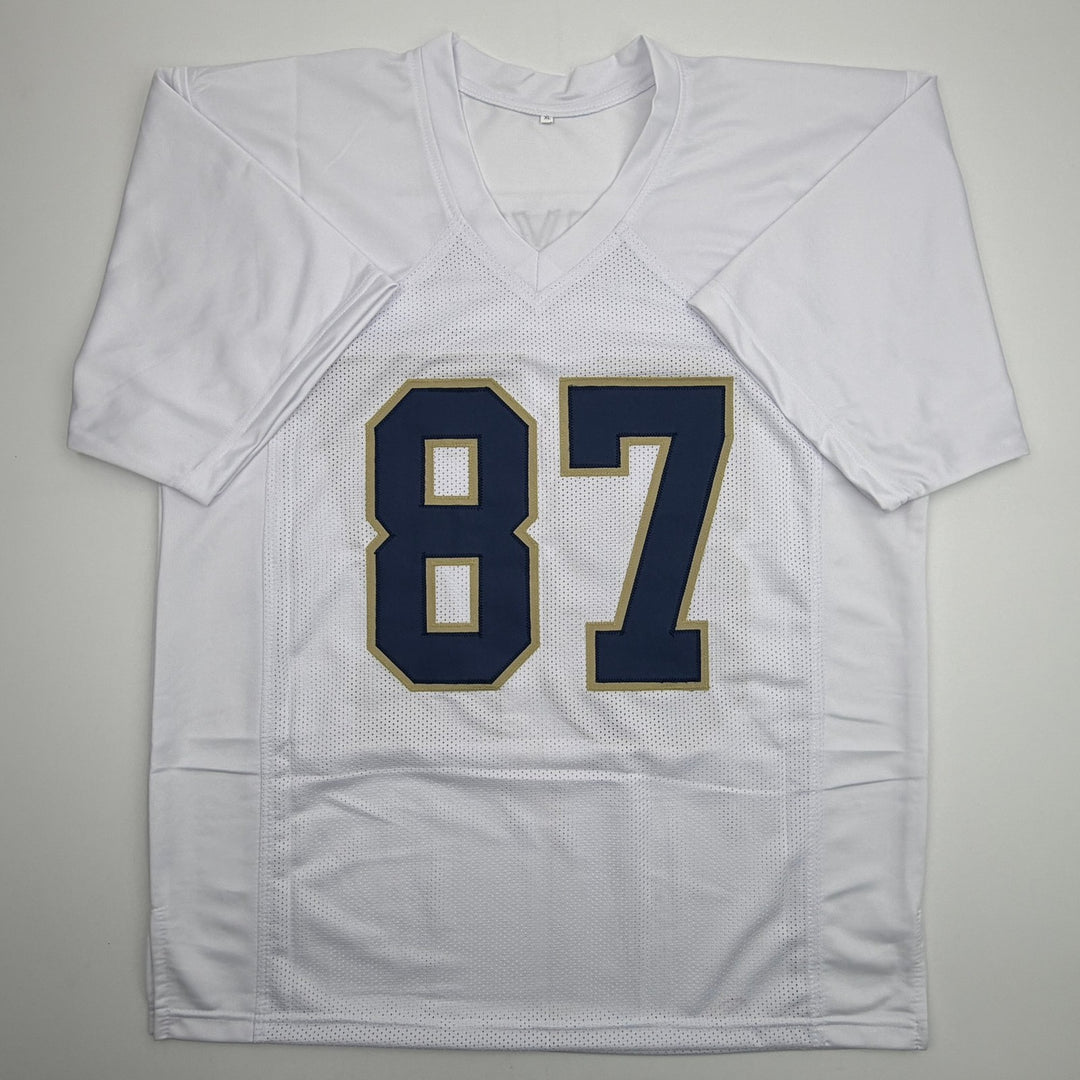 Autographed/Signed Michael Mayer Notre Dame White College Jersey Beckett BAS COA