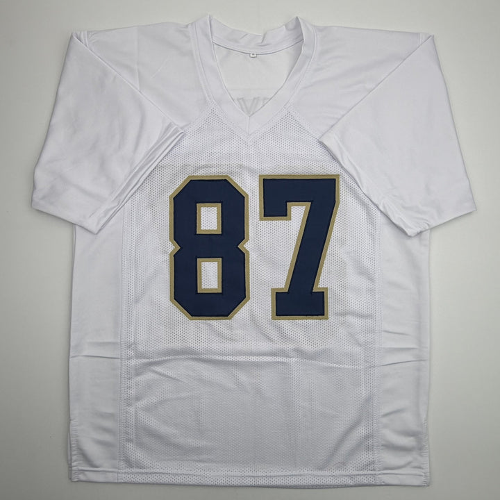 Autographed/Signed Michael Mayer Notre Dame White College Jersey Beckett BAS COA