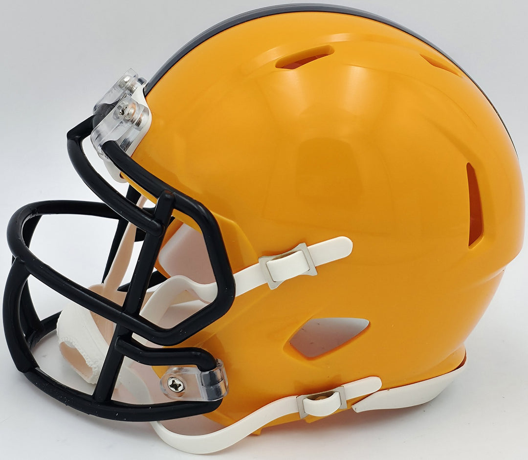 James Harrison Signed Steelers Throwback Gold Speed Mini Helmet Beckett Wit