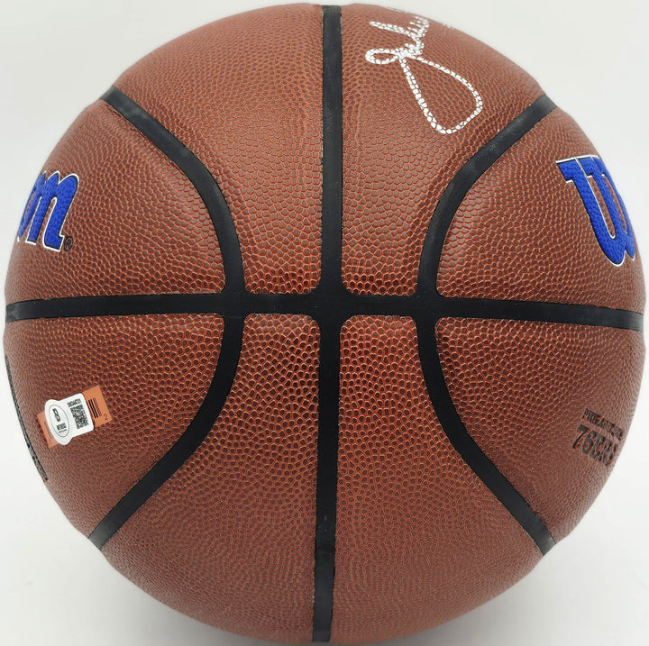 Julius "Dr. J" Erving Signed Composite Leather 76ers Logo Basketball Beckett Wit