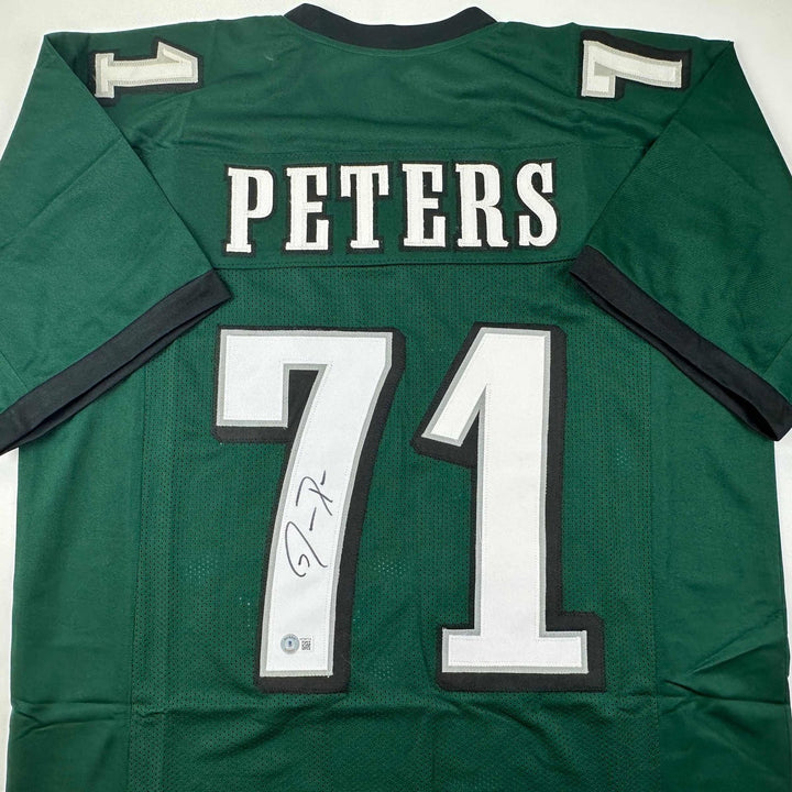 Autographed/Signed JASON PETERS Philadelphia Green Jersey JSA COA Auto