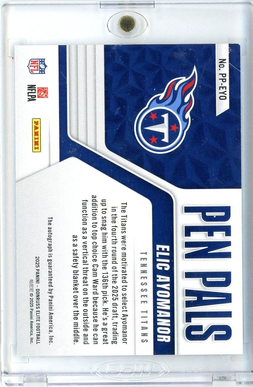 2025 Donruss Elite Pen Pals Elic Ayomanor #PPEYO Auto Rookie RC Card