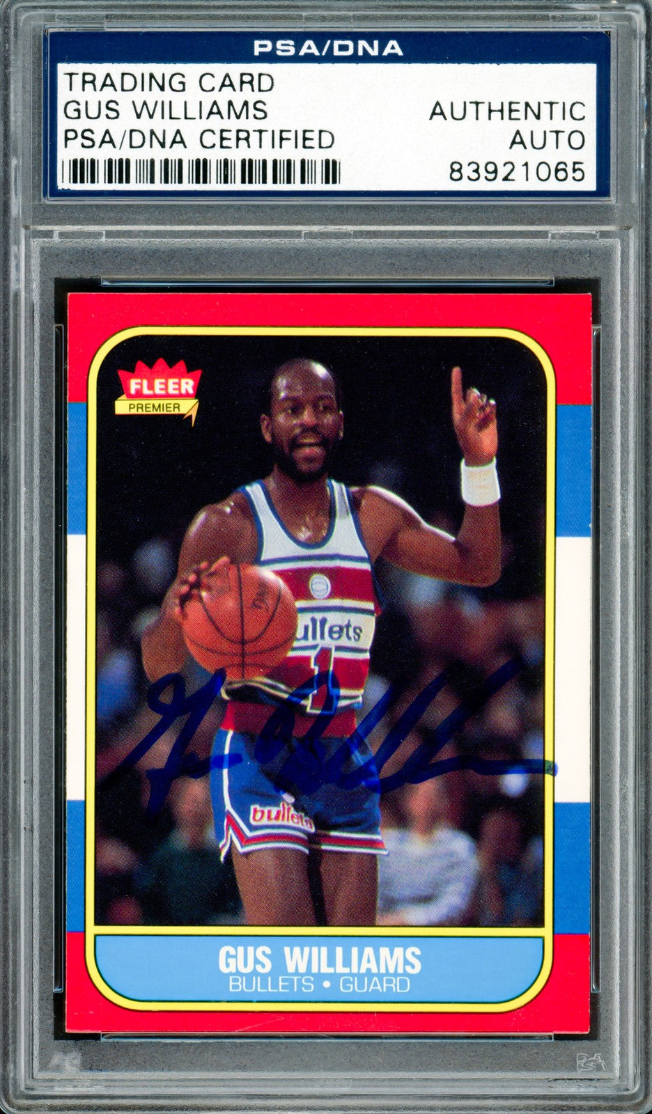 Gus Williams Signed 1986-87 Fleer Card #124 Washington Bullets PSA/DNA #83921065