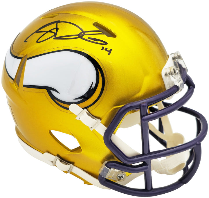 Sam Darnold Signed Minnesota Vikings Flash Yellow Speed Mini Helmet Beckett Wit