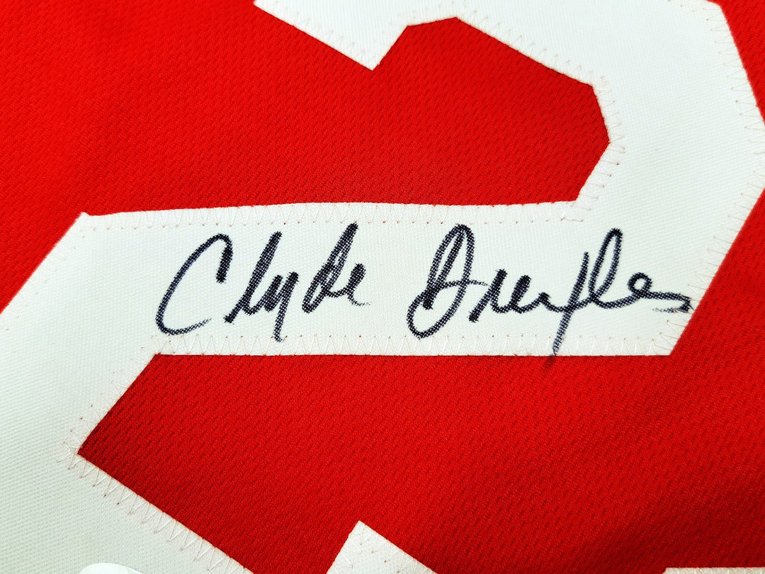 Houston Rockets Clyde Drexler Autographed Signed Red Jersey The Glide JSA