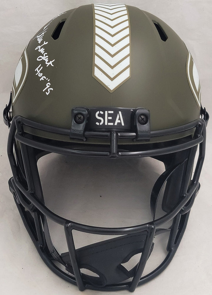 Steve Largent Jim Zorn Auto Seahawks Camo Salute To Service FS Helmet Go Hawks