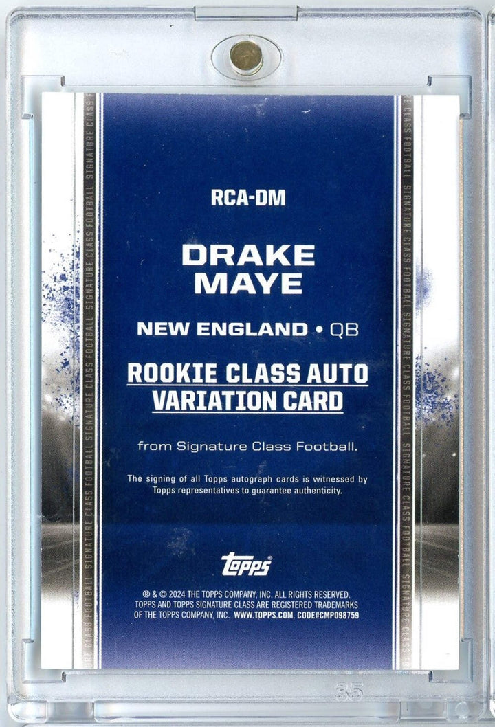 2024 Topps Signature Class Drake Maye #RCADM Green Foil Auto /150 Rookie RC Card
