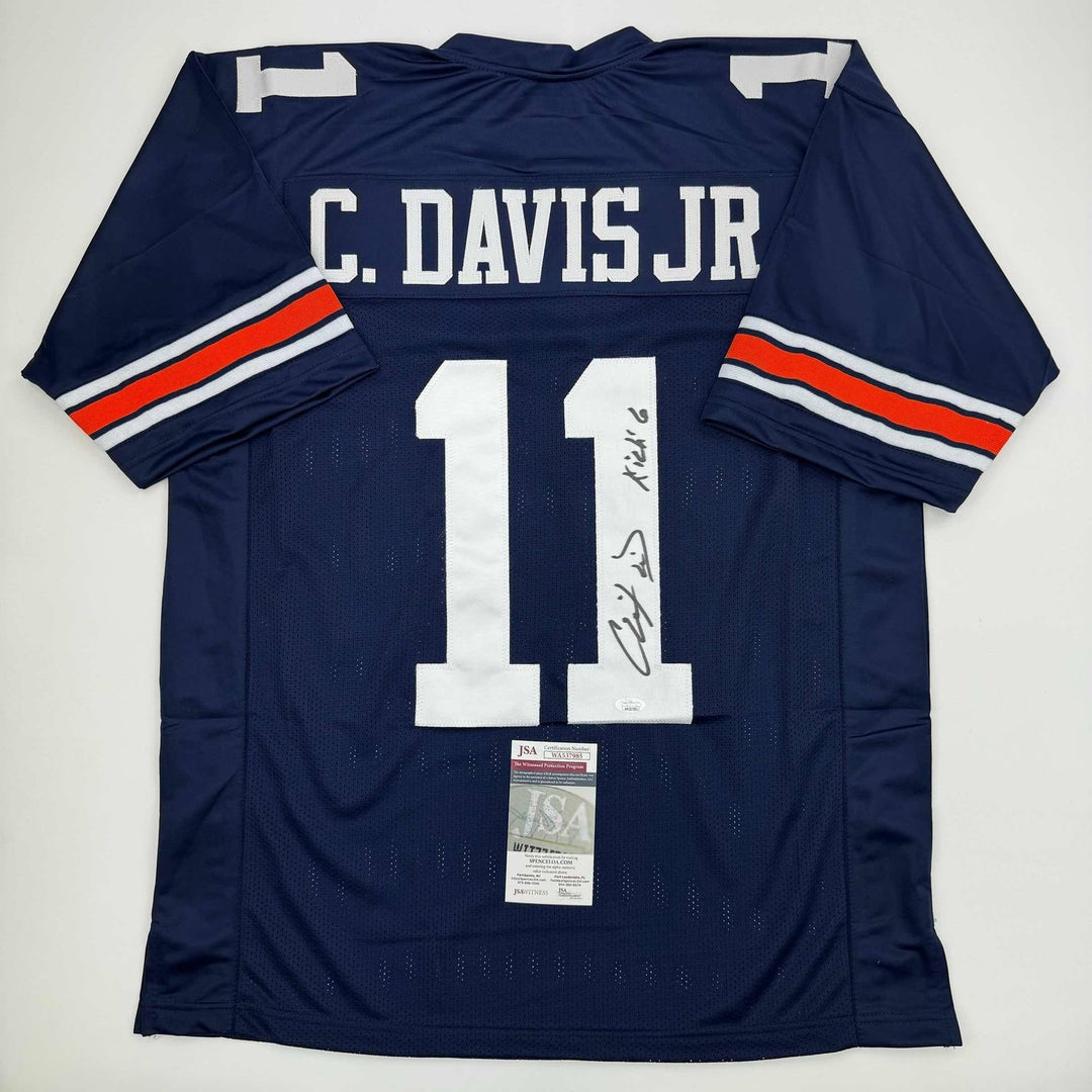 Autographed/Signed Chris Davis Jr. Auburn Blue College Jersey JSA COA