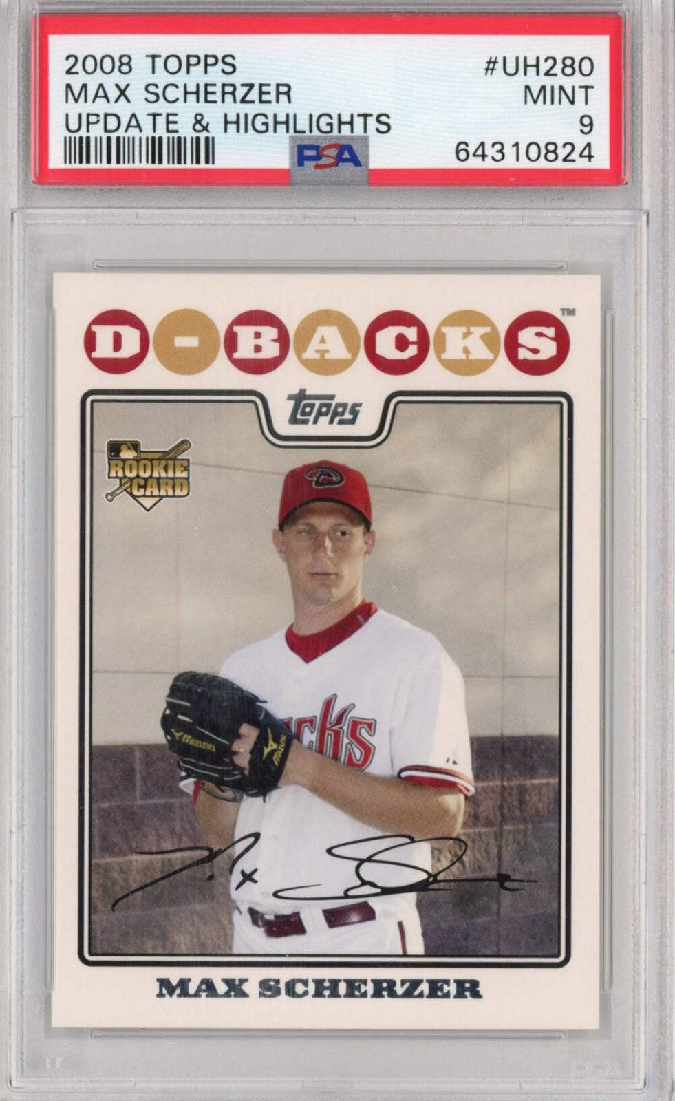 Graded 2008 Topps Update & Highlights Max Scherzer #UH280 Rookie RC Card PSA 9