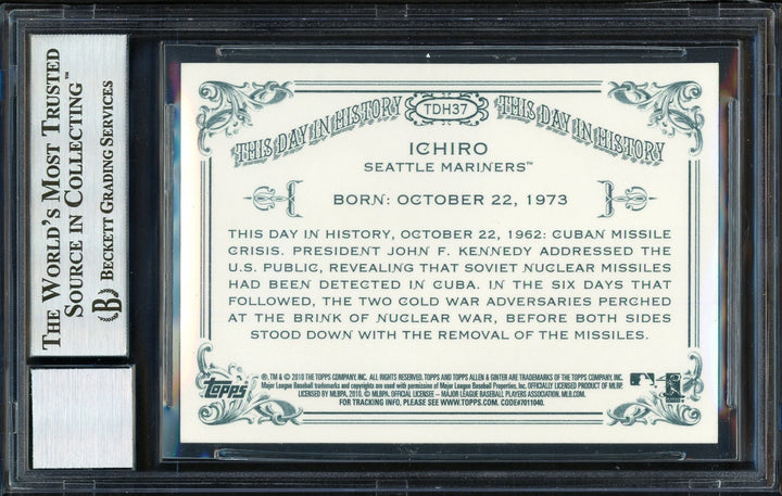 Ichiro Suzuki Auto 2010 Topps Allen Ginter This Day Card TDH37 Sig 10 BAS