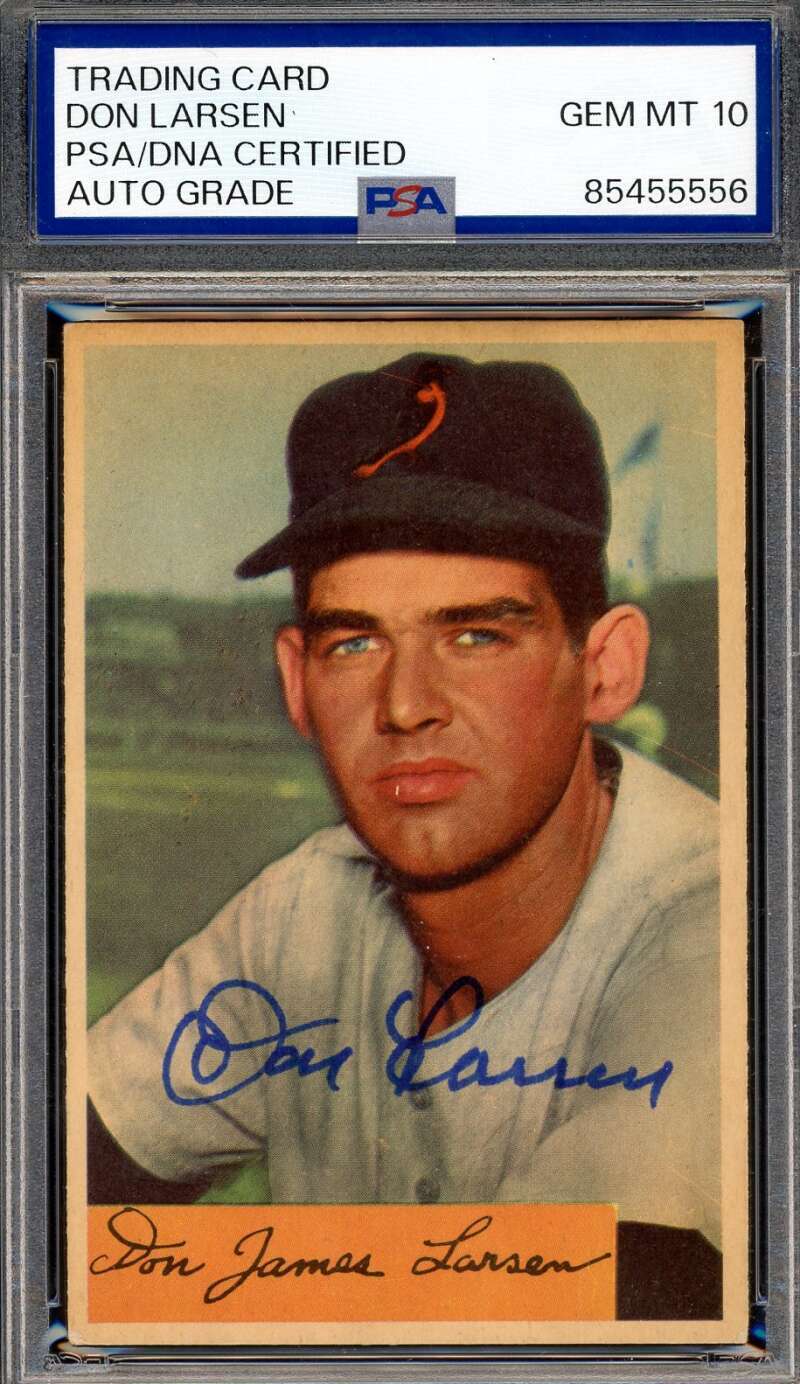 Don Larsen Gem Mint 10 PSA DNA Signed 1954 Bowman Rookie Autograph