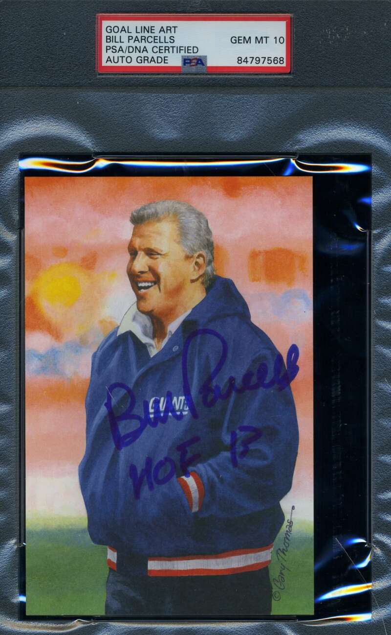 Bill Parcells Gem Mint 10 PSA DNA Signed Goal Line Art Card GLAC Autograph