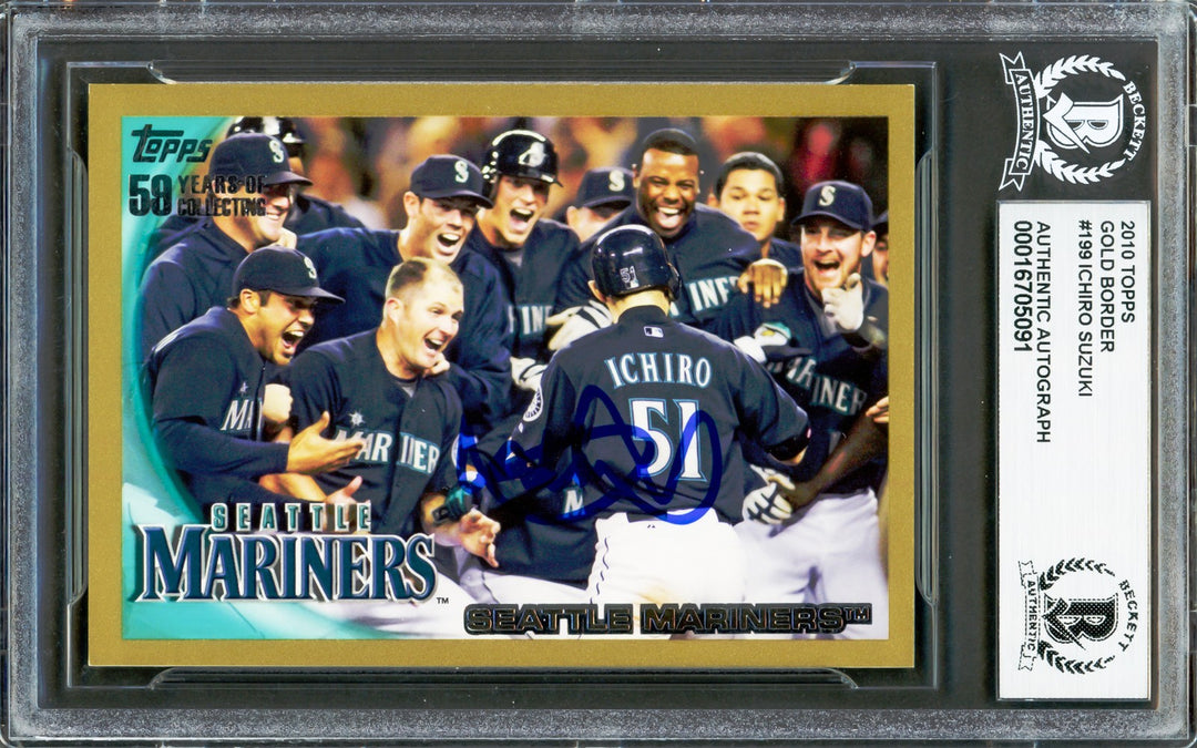 Ichiro Suzuki Signed 2010 Topps Gold Card 199 Seattle Mariners Beckett #16705091