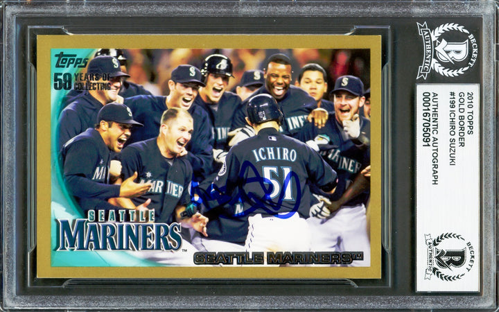 Ichiro Suzuki Signed 2010 Topps Gold Card 199 Seattle Mariners Beckett #16705091