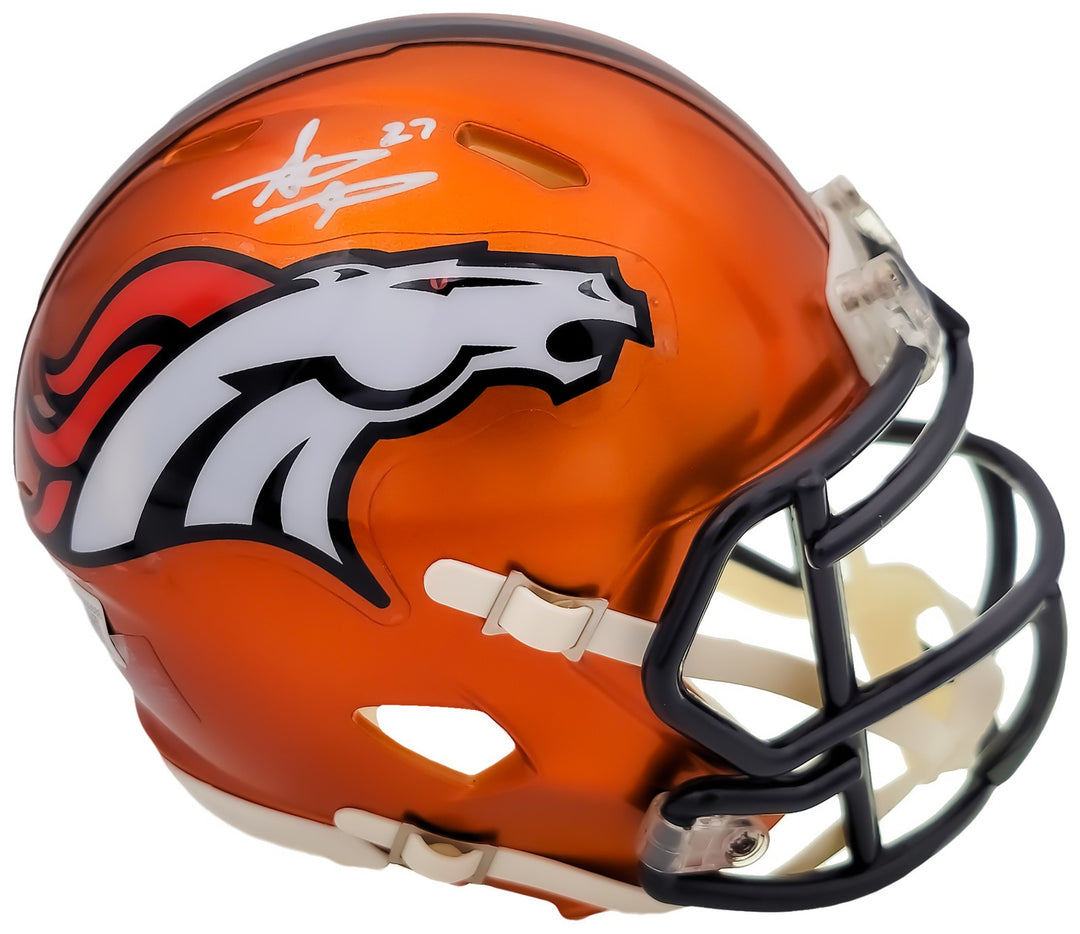 Steve Atwater Auto Signed Denver Broncos Flash Orange Speed Mini Helmet Beckett