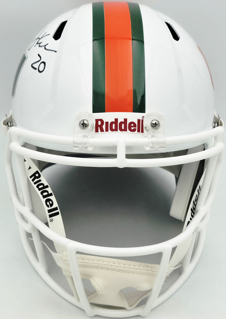 Bernie Kosar Auto Hurricanes White Full Size Speed Replica Helmet JSA Witness
