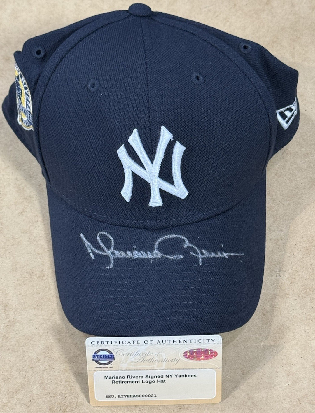 Mariano Rivera signed 2013 Logo Farewell Final Season Patch Hat Hof Auto Steiner