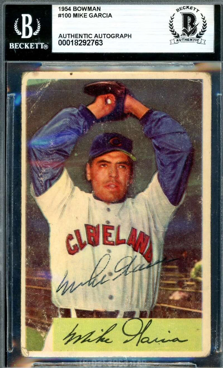 Mike Garcia Beckett BAS Signed 1954 Bowman Autographed