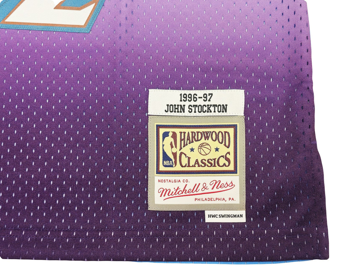 Jazz John Stockton Auto Blue Auth Mitchell Ness 96 HWC Swingman Split Jersey BAS