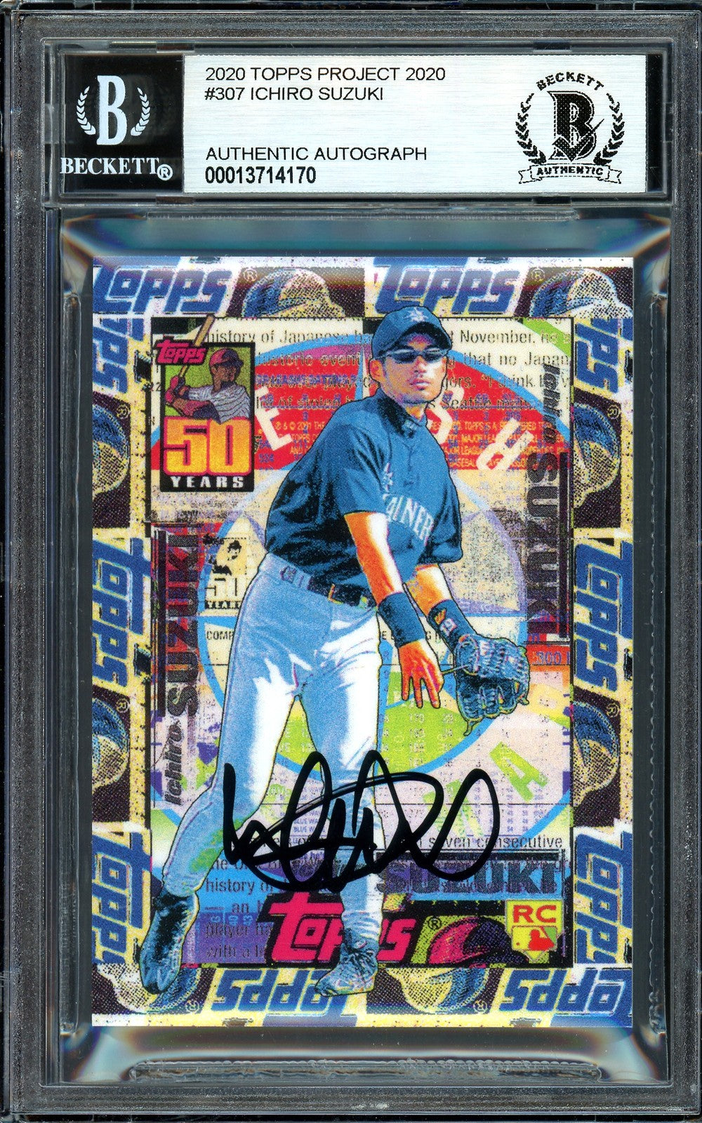 Ichiro Suzuki Signed Topps Project 2020 Tyson Beck Card 307 Black #1/10 Beckett