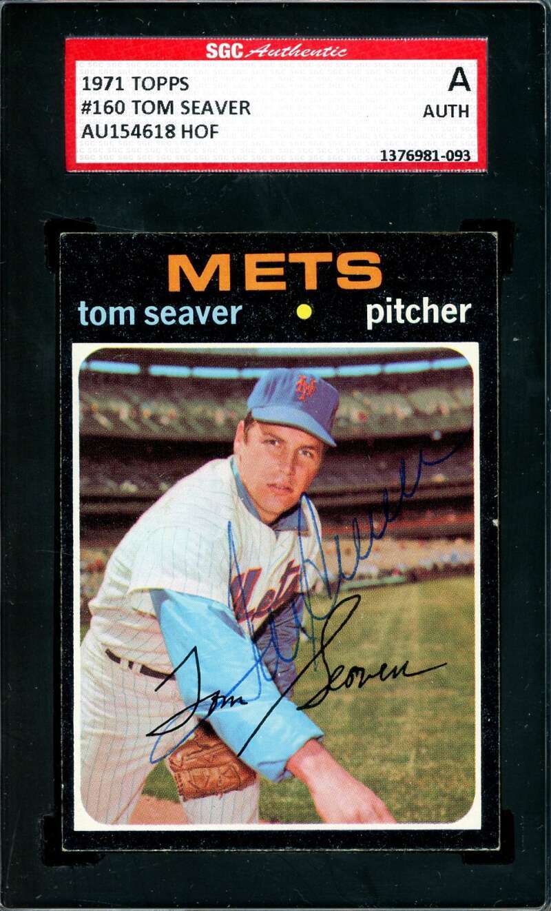 Tom Seaver SGC Coa Vintage Signed 1971 Topps Autograph