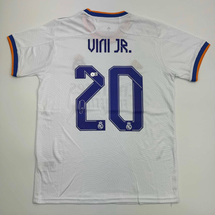 Autographed/Signed Vini Vinicius Jr. Real Madrid White Jersey BAS COA #2