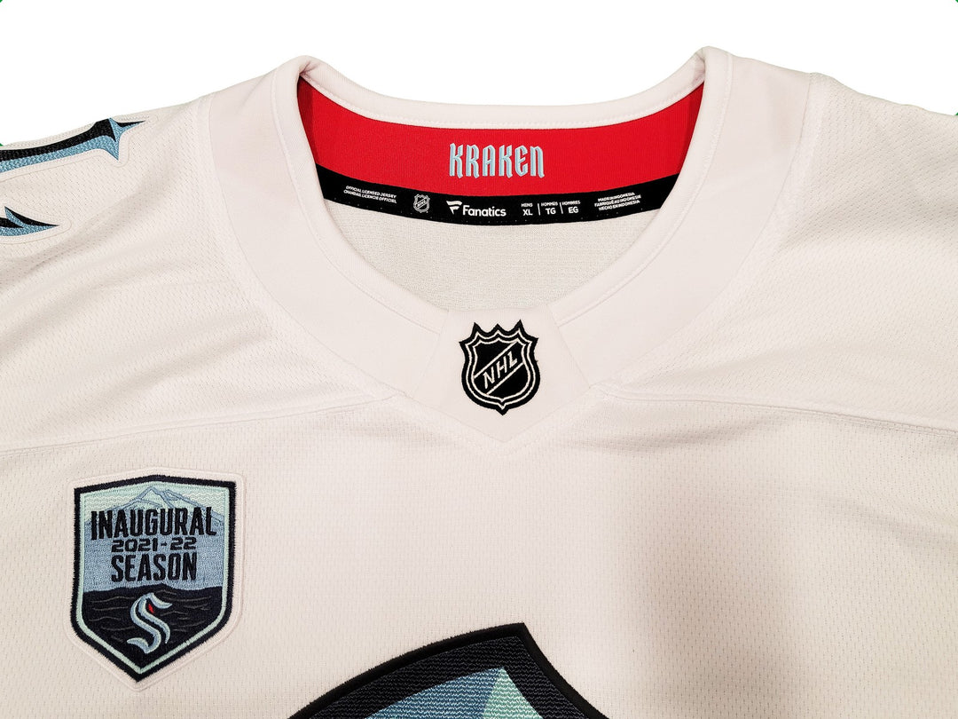 Kraken Matty Beniers Auto White Fanatics Jersey XL Inaugural Patch NHL Debut