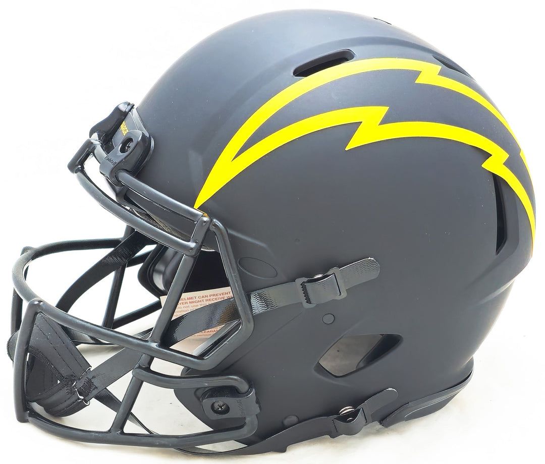 Justin Herbert Auto Chargers Eclipse Black Full Size Auth Speed Helmet ROY BAS