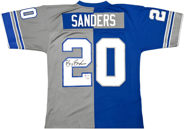 Lions Barry Sanders Auto Split M&N 1996 NFL Legacy Throwback Jersey 48 Beckett