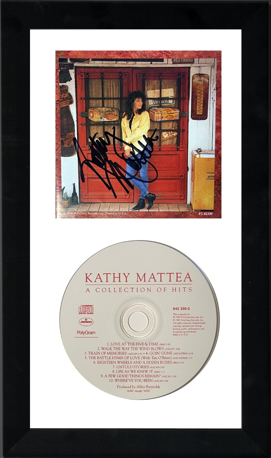 Kathy Mattea signed 1990 A Collection of Hits Album Inside Cover w/CD Framed-JSA