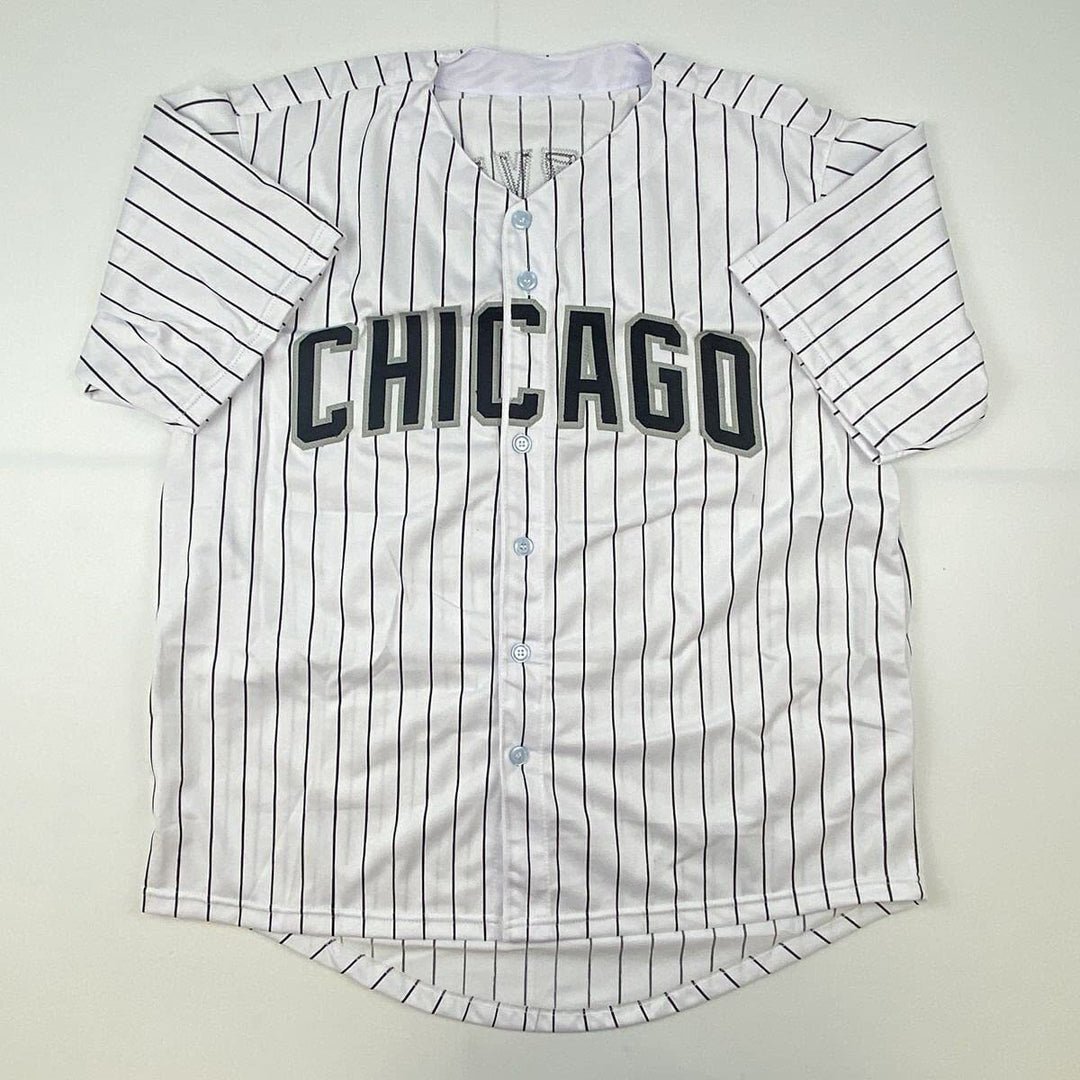Autographed/Signed AJ A.J. PIERZYNSKI Chicago Pinstripe Baseball Jersey PSA COA