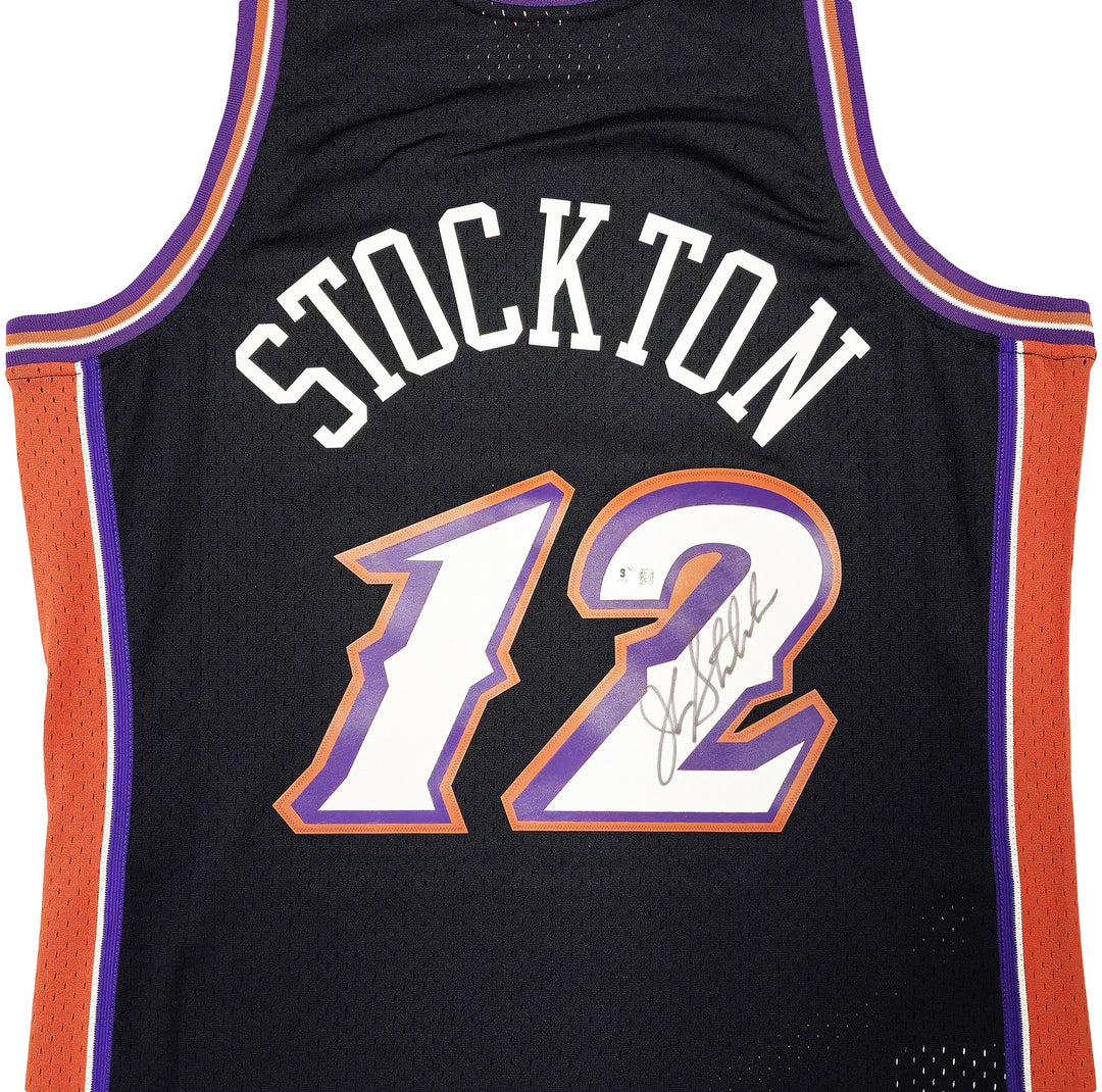 Jazz John Stockton Auto Black Auth Mitchell Ness 98-99 HWC Swingman Jersey L BAS