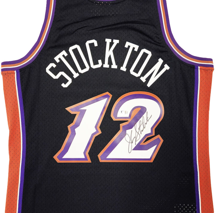 Jazz John Stockton Auto Black Auth Mitchell Ness 98-99 HWC Swingman Jersey L BAS