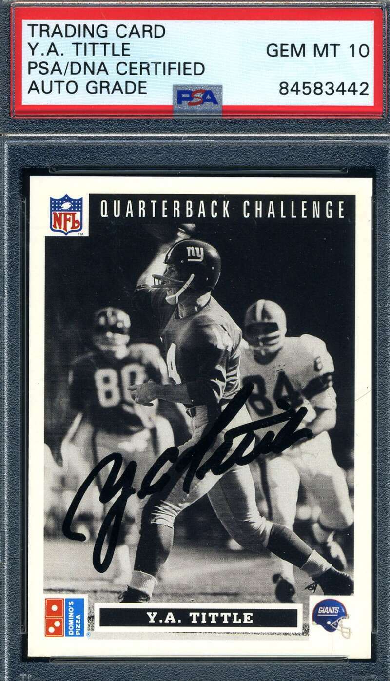 Ya Tittle Gem Mint 10 PSA DNA Signed 1990 Dominos Upper Deck Autograph 2