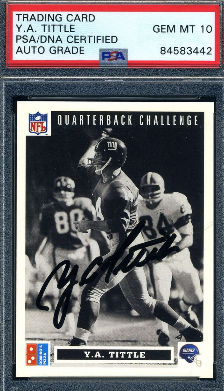 Ya Tittle Gem Mint 10 PSA DNA Signed 1990 Dominos Upper Deck Autograph 2