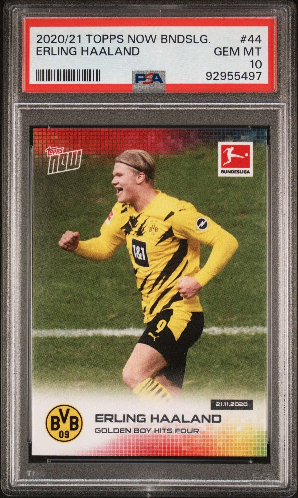Graded 2020 Topps Now Bundesliga Erling Haaland #44 Golden Boy Card PSA 10