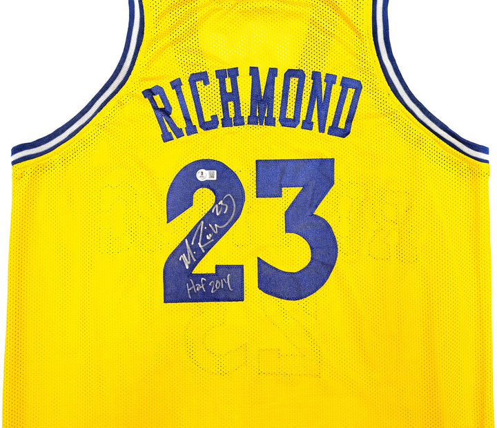 Golden State Warriors Mitch Richmond Signed Yellow Jersey "HOF 2014" Beckett Wit