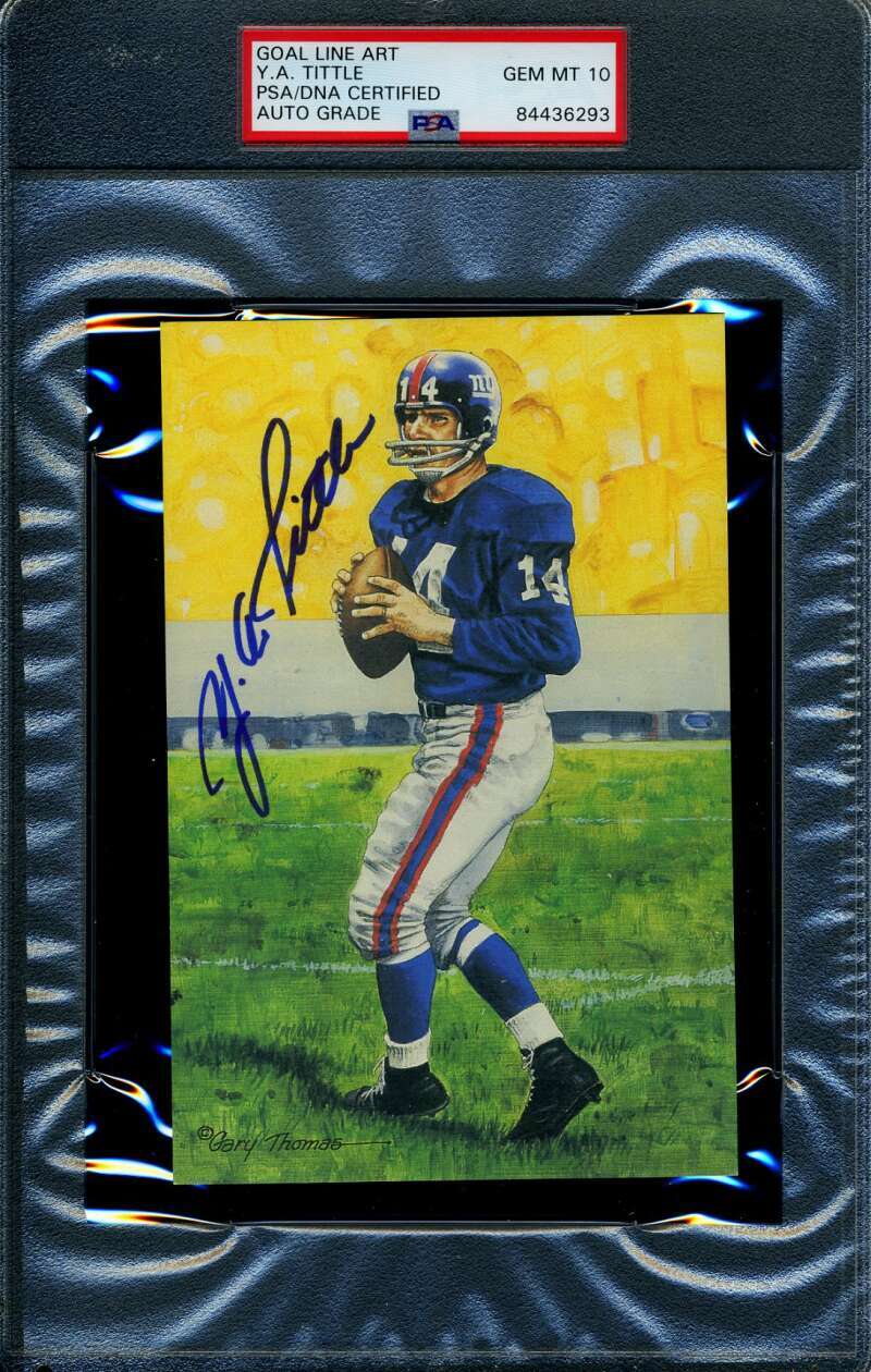 Ya Tittle Gem Mint 10 PSA DNA Slabbed Signed Goal Line Art Card Autographed