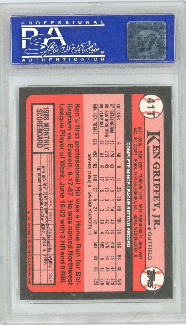 Graded 1989 Topps Traded Ken Griffey, Jr. #41T Rookie RC Card PSA 9