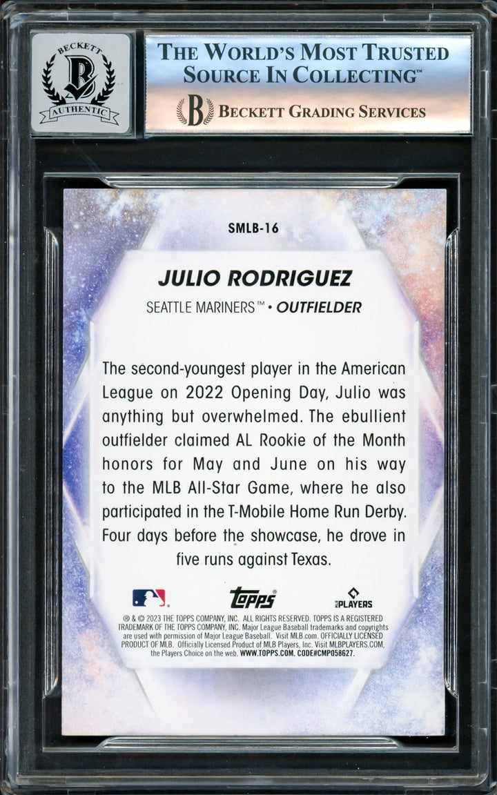 Julio Rodriguez Auto 2023 Topps Stars MLB Card SMLB-16 Mariners Auto 10 Beckett