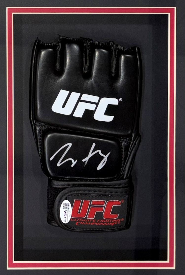 Dustin Poirier Max Holloway Signed UFC Replica Fight Gloves In Shadowbox JSA QR