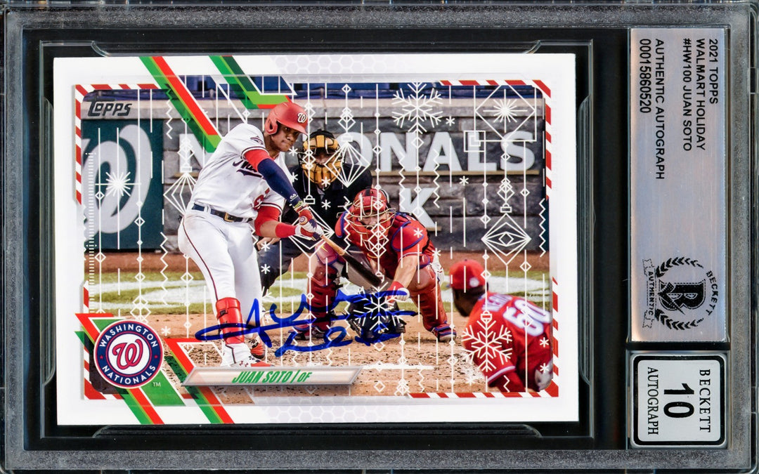 Juan Soto Signed 2021 Topps Holiday Card #HW100 New York Mets Auto GM 10 Beckett