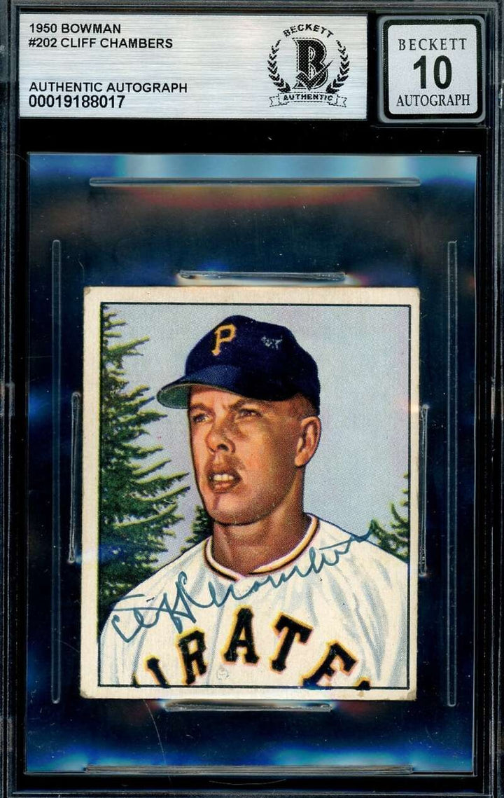 Cliff Chambers Gem Mint 10 Beckett BAS Signed 1950 Bowman Autograph