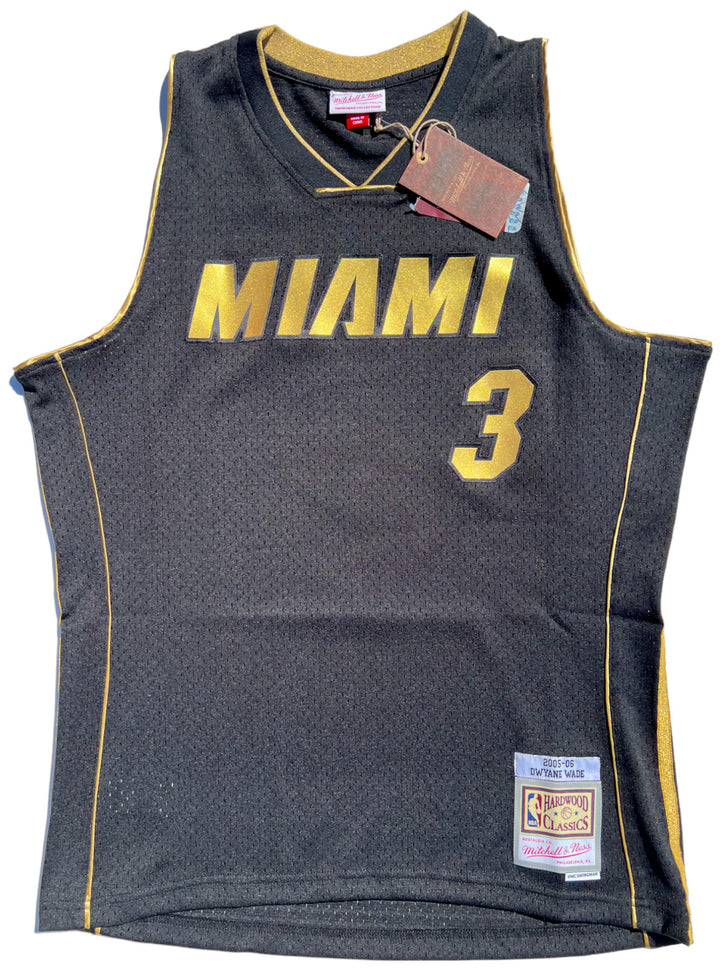 DWYANE WADE SIGNED MIAMI HEAT MITCHELL & NESS GOLD BASKETBALL JERSEY JSA