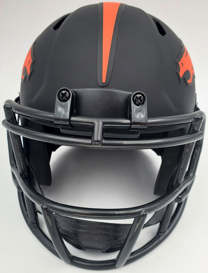 Steve Atwater Signed Eclipse Black Denver Broncos Speed Mini Helmet Beckett BAS