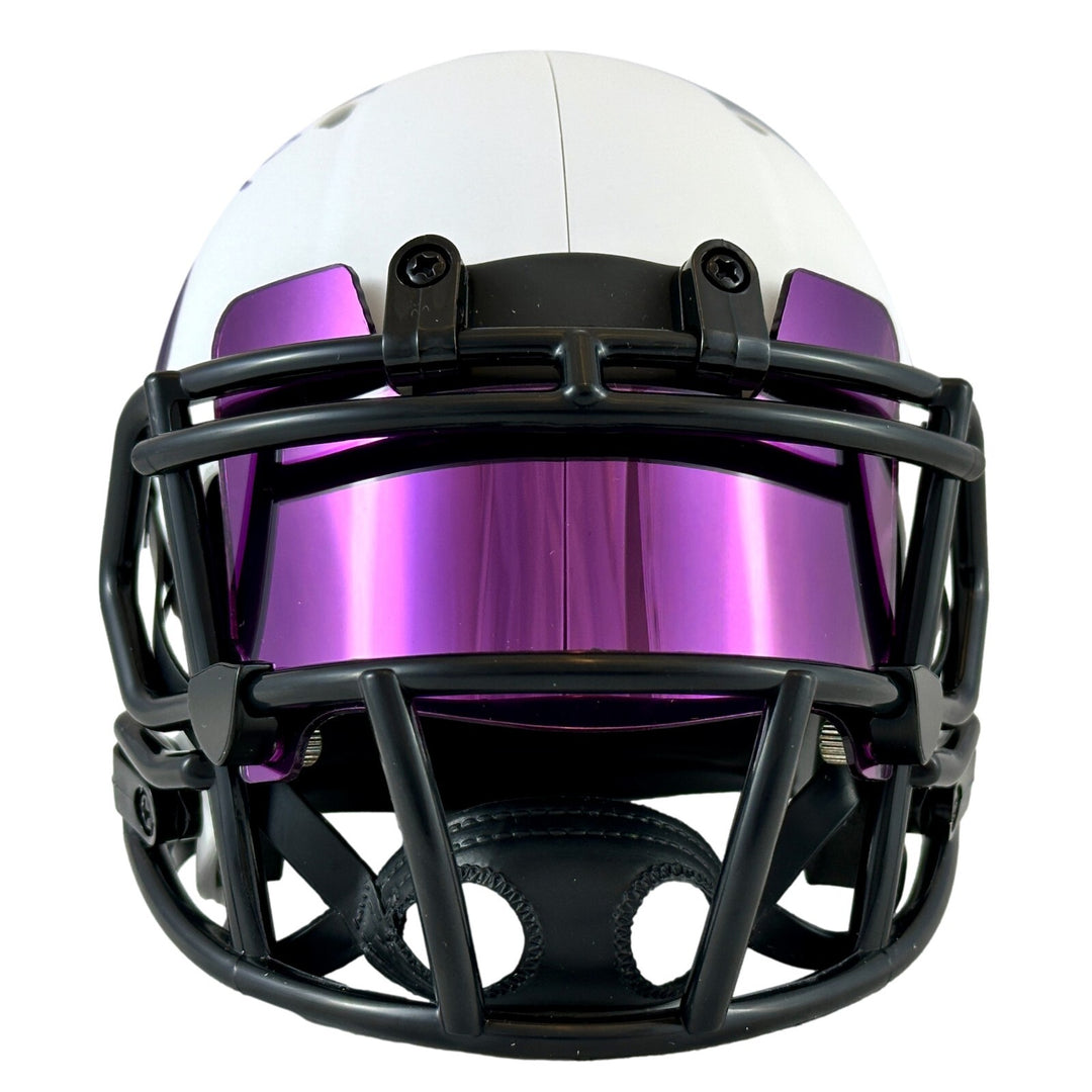Randy Moss Signed Minnesota Vikings Lunar Eclipse White Mini Helmet BAS COA