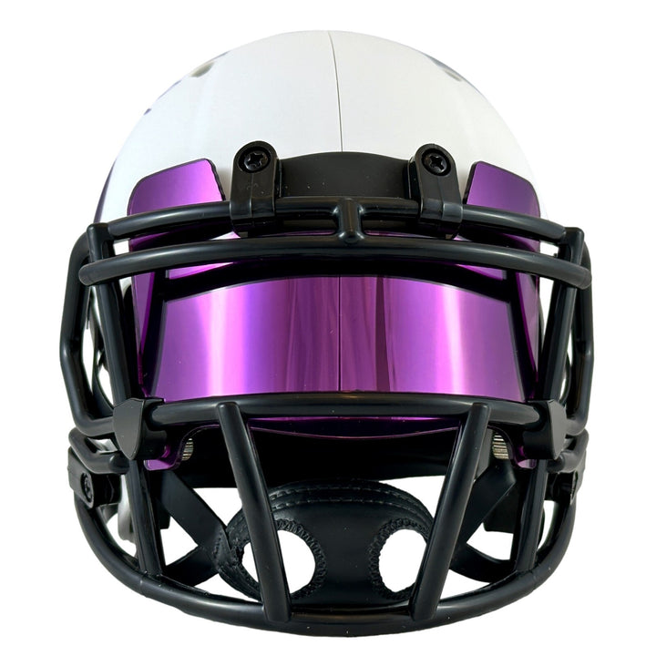 Randy Moss Signed Minnesota Vikings Lunar Eclipse White Mini Helmet BAS COA